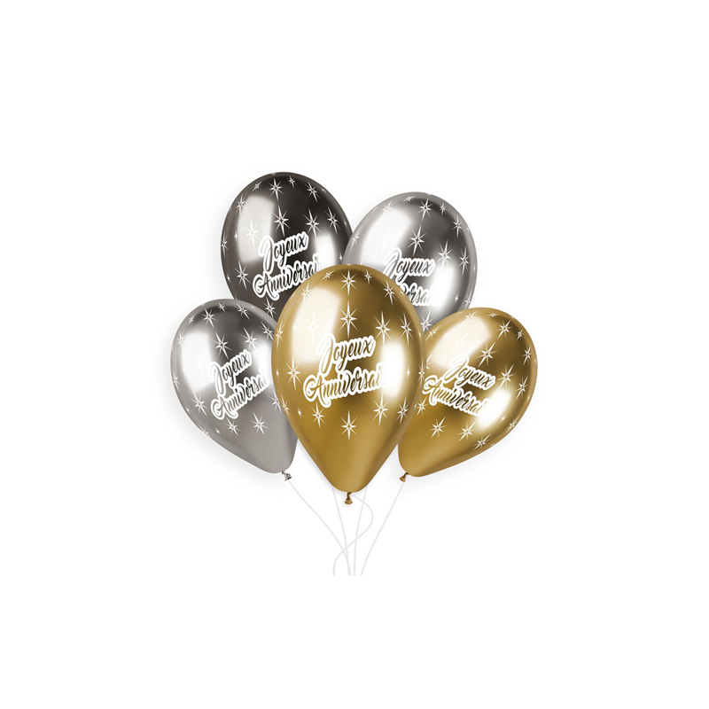 3 Ballons Noir Chromé Ø48cm pour l'anniversaire de votre enfant - Annikids