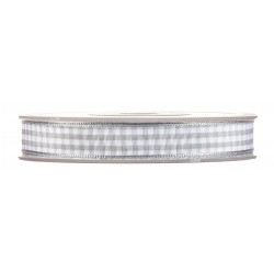 RUBAN - Vichy gris et blanc...