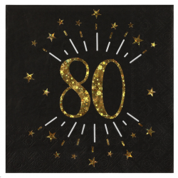 SERVIETTE - 80 ans or/noir...