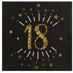 SERVIETTE - 18 ans or/noir...