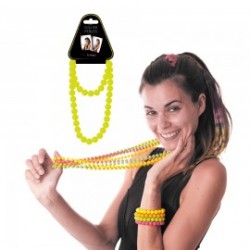 COLLIER - Perle jaune fluo...