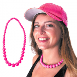 COLLIER - Perle rose fluo