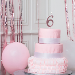 BOUGIE - Chiffre 6 rose...