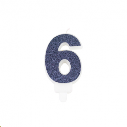 BOUGIE - Chiffre 6 bleu...