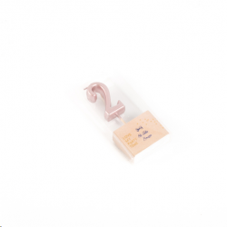 BOUGIE - Chiffre 2 rose...