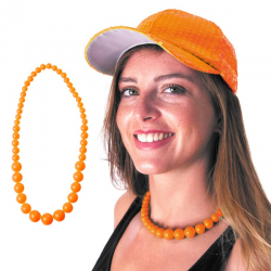 COLLIER - Perle orange fluo
