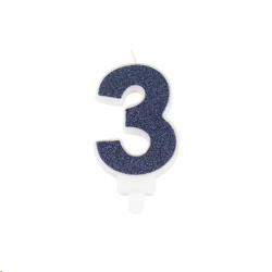 BOUGIE - Chiffre 3 bleu...