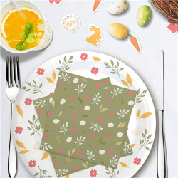 SERVIETTE - Fleurs et œufs...