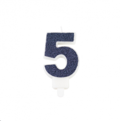 BOUGIE - Chiffre 5 bleu...