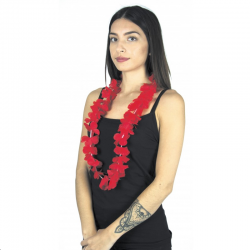 COLLIER HAWAI/A FLEURS - Rouge