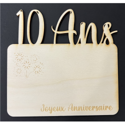 Carte bois - 15/15cm - 10 Ans