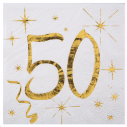 SERVIETTE - 50 ans blanche...