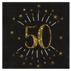SERVIETTE - 50 ans or/noir...