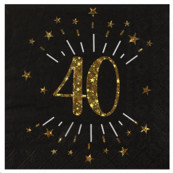 SERVIETTE - 40 ans or/noir...