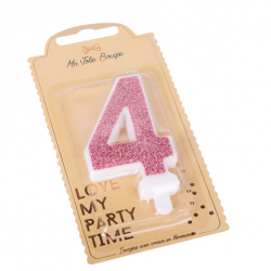 BOUGIE - Chiffre 4 rose...