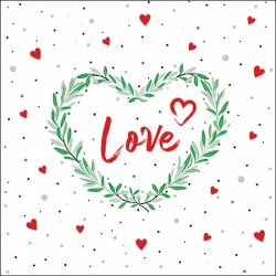 SERVIETTE - Love blanc et...