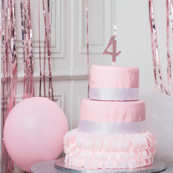 BOUGIE - Chiffre 4 rose...