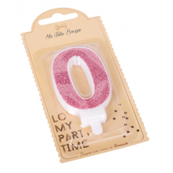 BOUGIE - Chiffre 0 rose...
