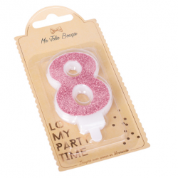 BOUGIE - Chiffre 8 rose...