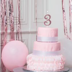 BOUGIE - Chiffre 3 rose...