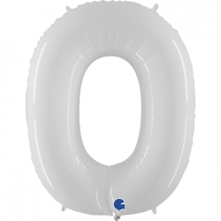 Ballon Chiffre 0 Blanc 1m...