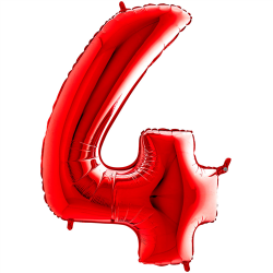 Ballon Chiffre 4 rouge 1m...
