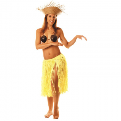 JUPE RAFFIA/HAWAI - Jaune...