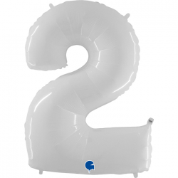 Ballon Chiffre 2 Blanc 1m...