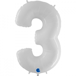 Ballon Chiffre 3 Blanc 1m...